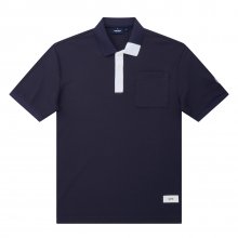 Unbalance Collar Polo Shirts_Navy (Men)