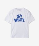 오프 화이트(Off White) 여성 그래픽 로고 반소매 티셔츠 - 화이트 블루 / OWAA089S23JER0170145