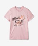 메종 키츠네(MAISON KITSUNE) 올리 플라워 폭스 클래식 반소매 티셔츠 - 핑크 / JW00167KJ0008P602