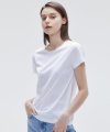 W_시그니처 클래식 & 베이직 핏 반소매 티셔츠 (155gsm) 화이트 KLJT003