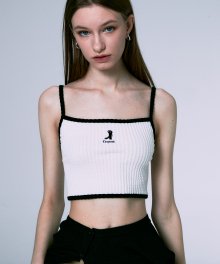 [WOMAN] CABLE JACQUARD TUBE TOP WHITE