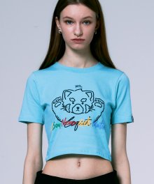 [WOMAN] FACE LESSER CROP TEE MINT