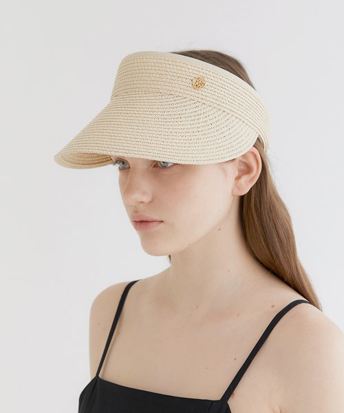 basic logo pendant raffia sun visor (C009_ivory)