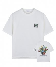 LJS41153 아이보리 세미오버핏 아트웍 반팔 티셔츠
