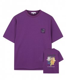 [23SS] LJS41160 퍼플 세미오버핏 아트웍 반팔 티셔츠