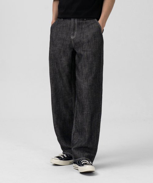black washed wide pants裾幅約30cm