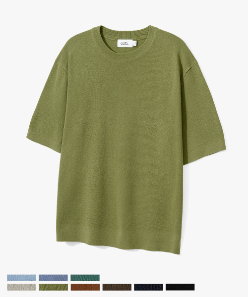 커스텀어클락(costumeoclock) 쿨 린넨라이크 라운드 숏 슬리브 니트_9 COLOR COOSKT046