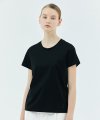W_시그니처 클래식 & 베이직 핏 반소매 티셔츠 (155gsm) 블랙 KLJT003
