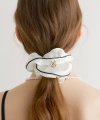 line satin logo pendant scrunchie (H010_white)