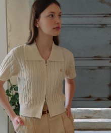 CABLE ZIP UP CARDIGAN IVORY