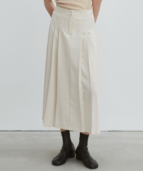 MUSINSA | NICK&NICOLE LONG PLEATED SKIRT_CREAM