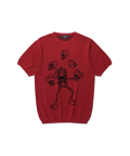 JUGGLING SKULL SUMMER KNIT HALF TEE_RED(NG2DMUK602A)