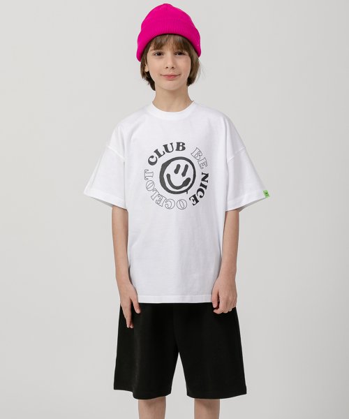 오실롯 주니어(ocelot) 주니어 오버핏 라운드스마일 반팔티셔츠 (화이트)