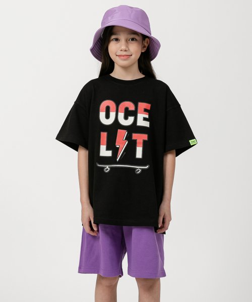 오실롯 주니어(ocelot) 주니어 오버핏 볼트 스케이트 반팔티셔츠 (블랙)