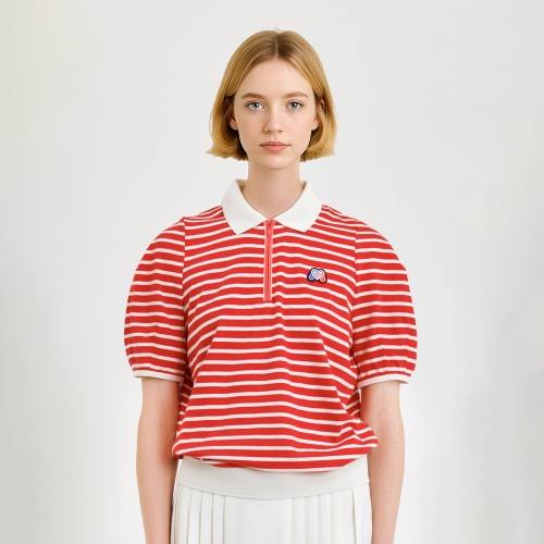 Stripe Zip-up Shirts_Red
