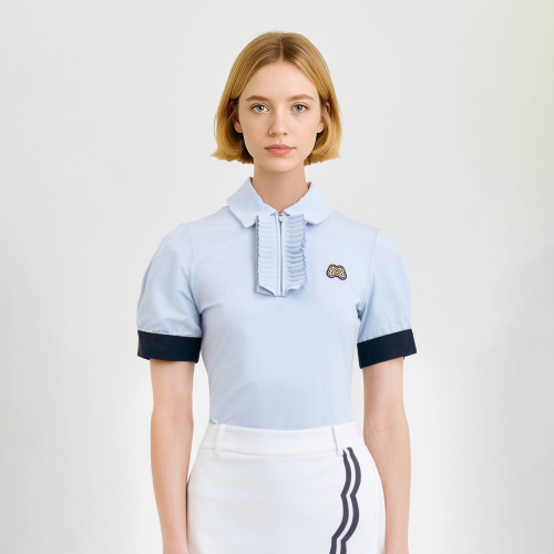 Button Frill поло Shirts_S/синий