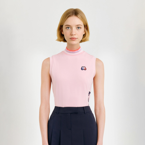 Mock Neck Sleeveless Shirts_Pink