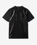 프라다(PRADA) 남성 트라이앵글 로고 시퀸 반소매 티셔츠 - 블랙 / UJN7821Z5YF0002
