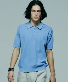 KNITTED POLO SHIRT (SKY BLUE)