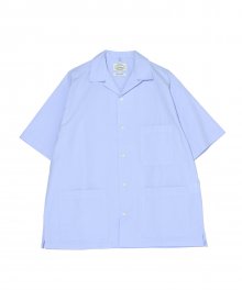 Open Collar Short Sleeve Shirt (Blue)