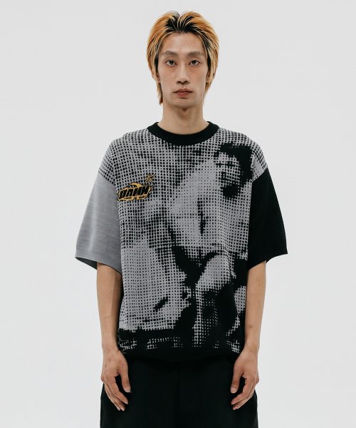 래리클락(larryclark) CHILDHOOD HALF TONE SS KNIT BLACK