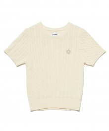 (W) CABLE SHORT SLEEVE KNIT IVORY