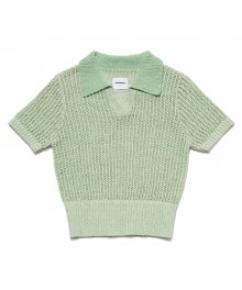 (W) CROP V NECK KNIT MINT