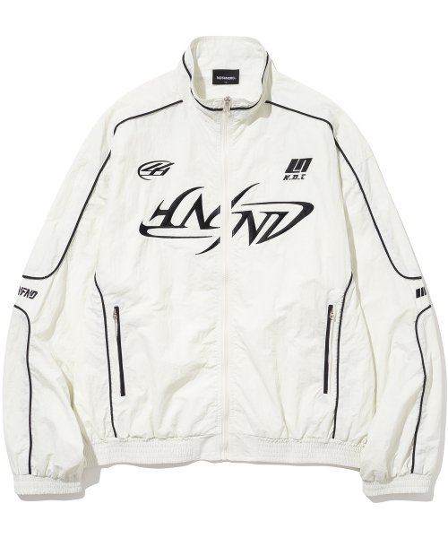 MUSINSA NOT4NERD Tribal Logo Nylon Racing Jacket White