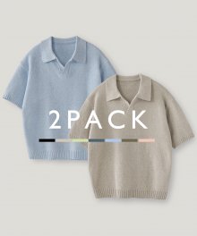 [PACKAGE]테일 오픈칼라 반팔 니트_7Color