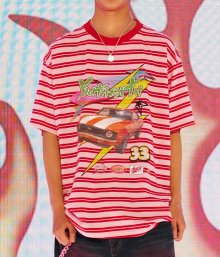 STRIPE CAR GRAPHIC T-SHIRT_RED