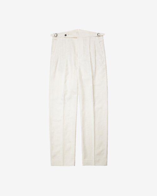 MUSINSA | SORTIE 8s Linen Side-adjust Trousers (Ivory)