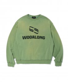 Spin logo spray washing sweatshirt - OLIVE GREEN
