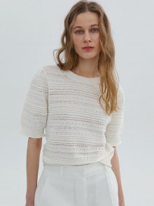 Crochet Knit Pullover  Ivory