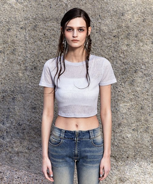 ◆WOOALONG◆Slash see-through knit crop T-shirt 715O6xi0yhL._UY1000_.jpg