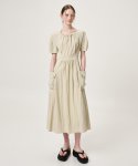 에트몽(ETMON) Neck String Pocket Dress, Light Khaki