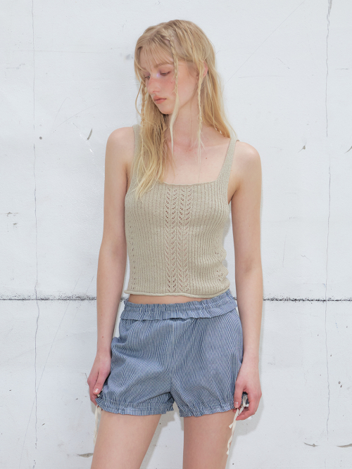 Ribbed Sleeveless трикотаж Top, Oatmeal бежевый