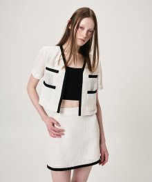 Summer Tweed Mini Skirt, White