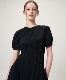 Waist Pintuck Dress, Black