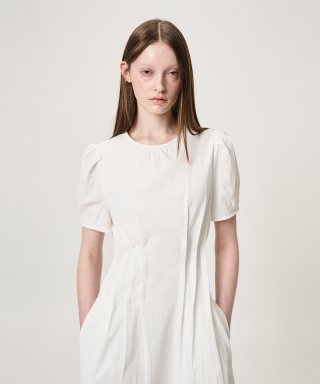 에트몽(ETMON) Waist Pintuck Dress, White