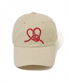 Heart Knot Embroidery Cap Cream