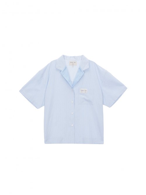마뗑킴(MATIN KIM) COMFORT PAJAMA STRIPE SHIRT IN SKY