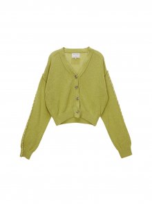 SLEEVE STITCH CROP CARDIGAN IN LIGHT GREEN