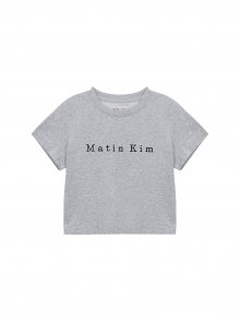 MATIN EMBROIDERY LOGO CROP TOP IN GREY