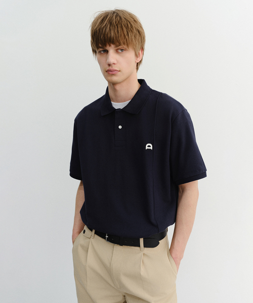 LEATHER LOGO поло SHIRT_UNISEX_UDTS6B122_NAVY