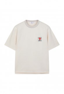 [23SS] LJS41161 크림 세미오버핏 아트웍 티셔츠