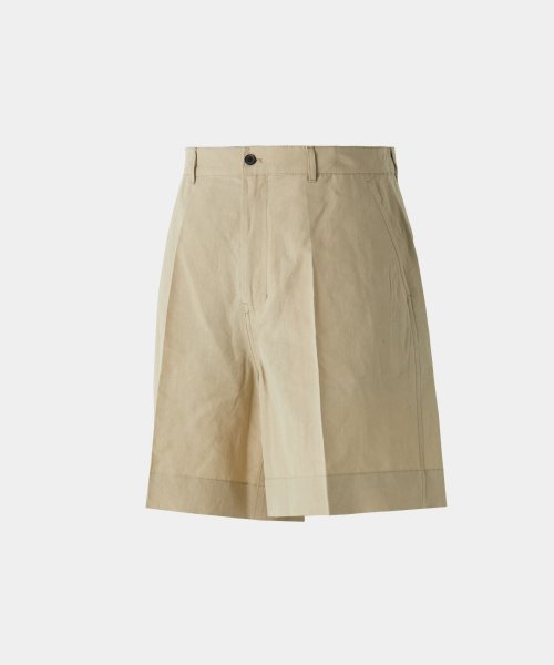 Bermuda shorts beige - Linen cotton blend shorts
