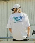 세인트페인(SAINTPAIN) SP G SAINT 로고 티셔츠-화이트 그린블루