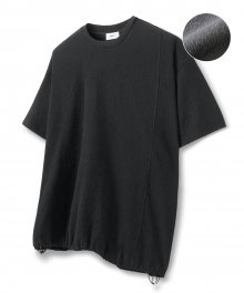 KINOSHITA 블랙 오버핏 시어서커 라운드넥 반팔 티셔츠 (TNTS3E201BK)
