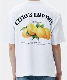 화이트 오버핏 레몬 자수 그래픽 반팔 티셔츠 (TNTS3E208WT)