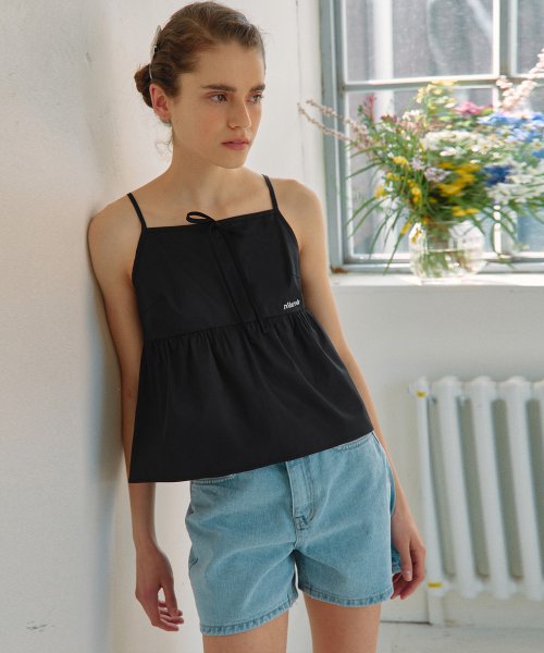RIBBON SLEEVELESS TOP черный